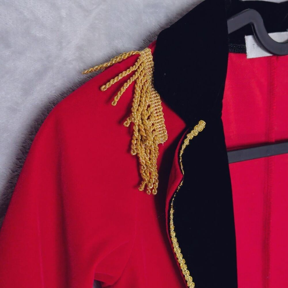 TRISH SCULLY Red Velvet Ringmaster Jacket Boys Size 3Y Halloween Dress Up Fringe - Picture 5 of 9
